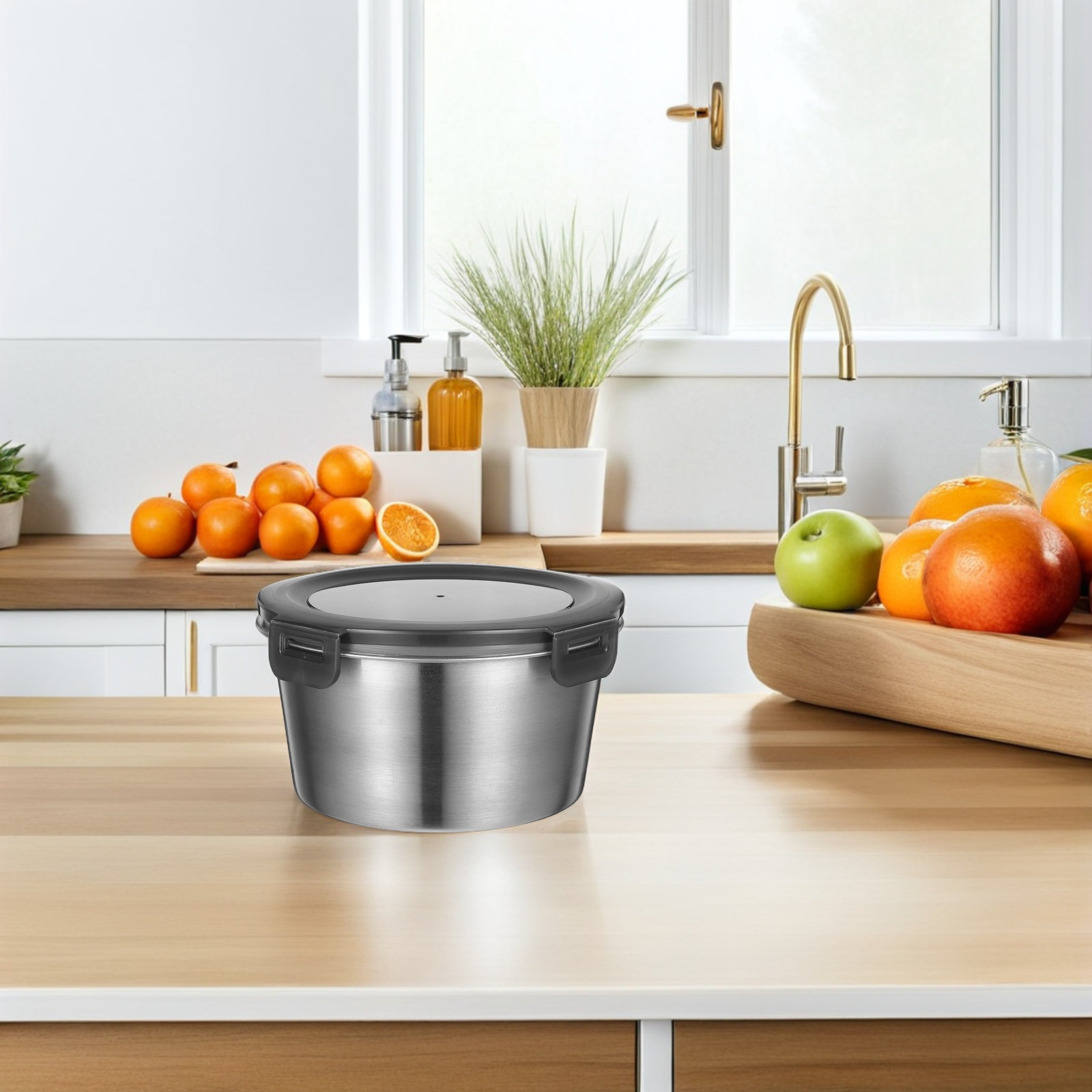Food Prep Snacks - Stainless Steel Airtight Food Storage Container