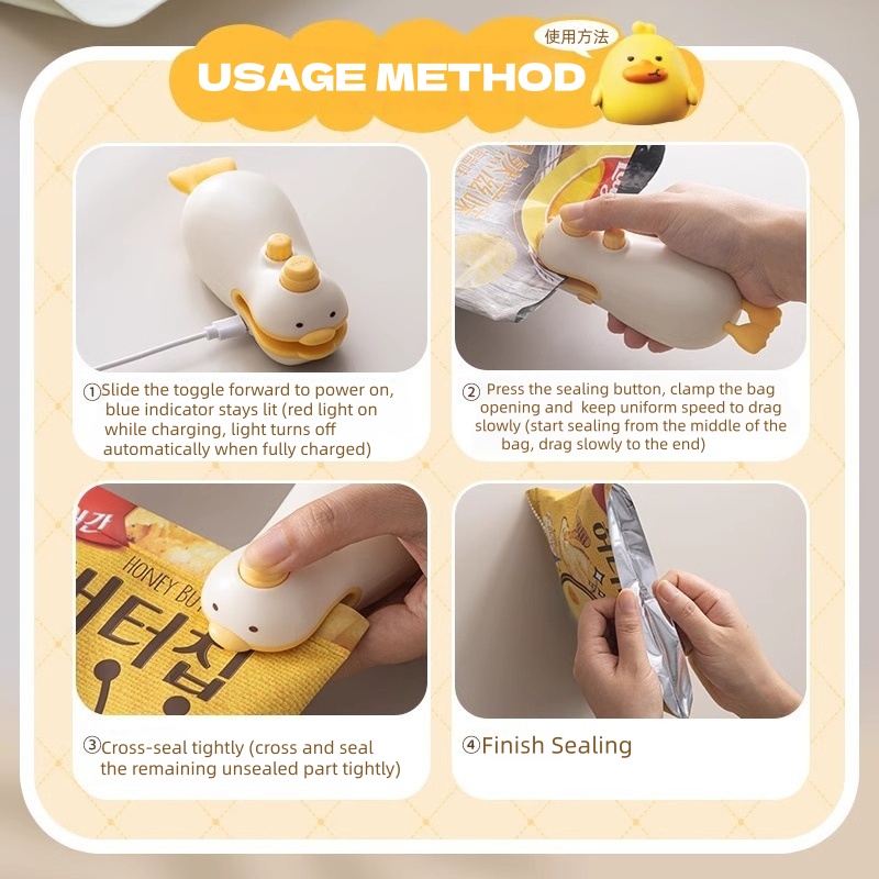 Cute Duck Rechargeable Handhel - Food Snack recension och pris