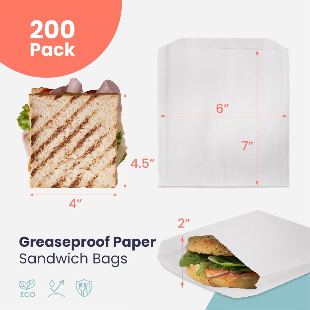 200 Pack Greaseproof Sandwich  - Food Packed Snacks recension och pris