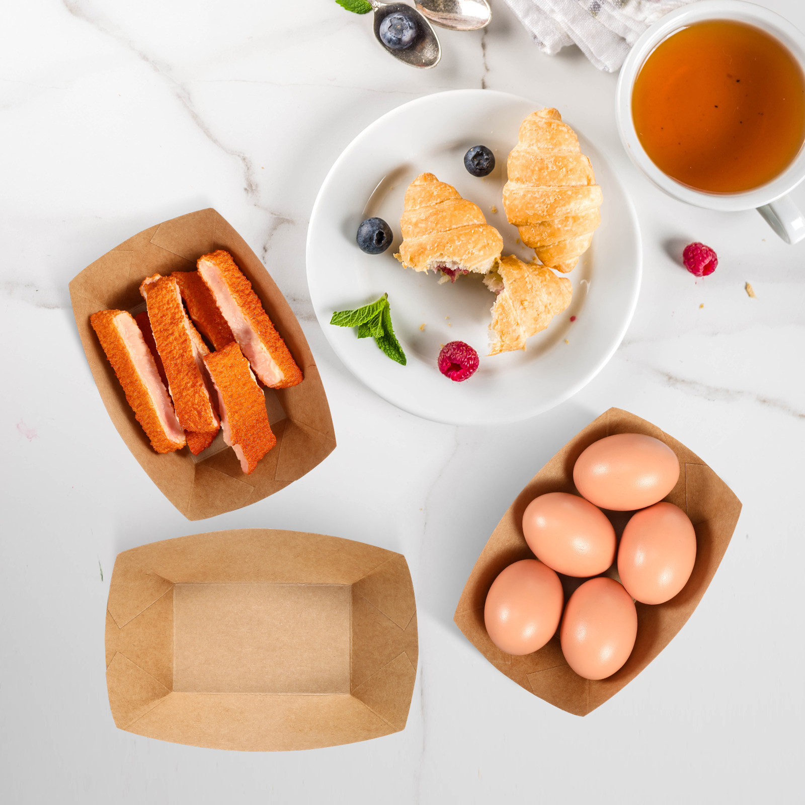 50Pcs Disposable Kraft Paper F - Food Snacks Catering recension och pris