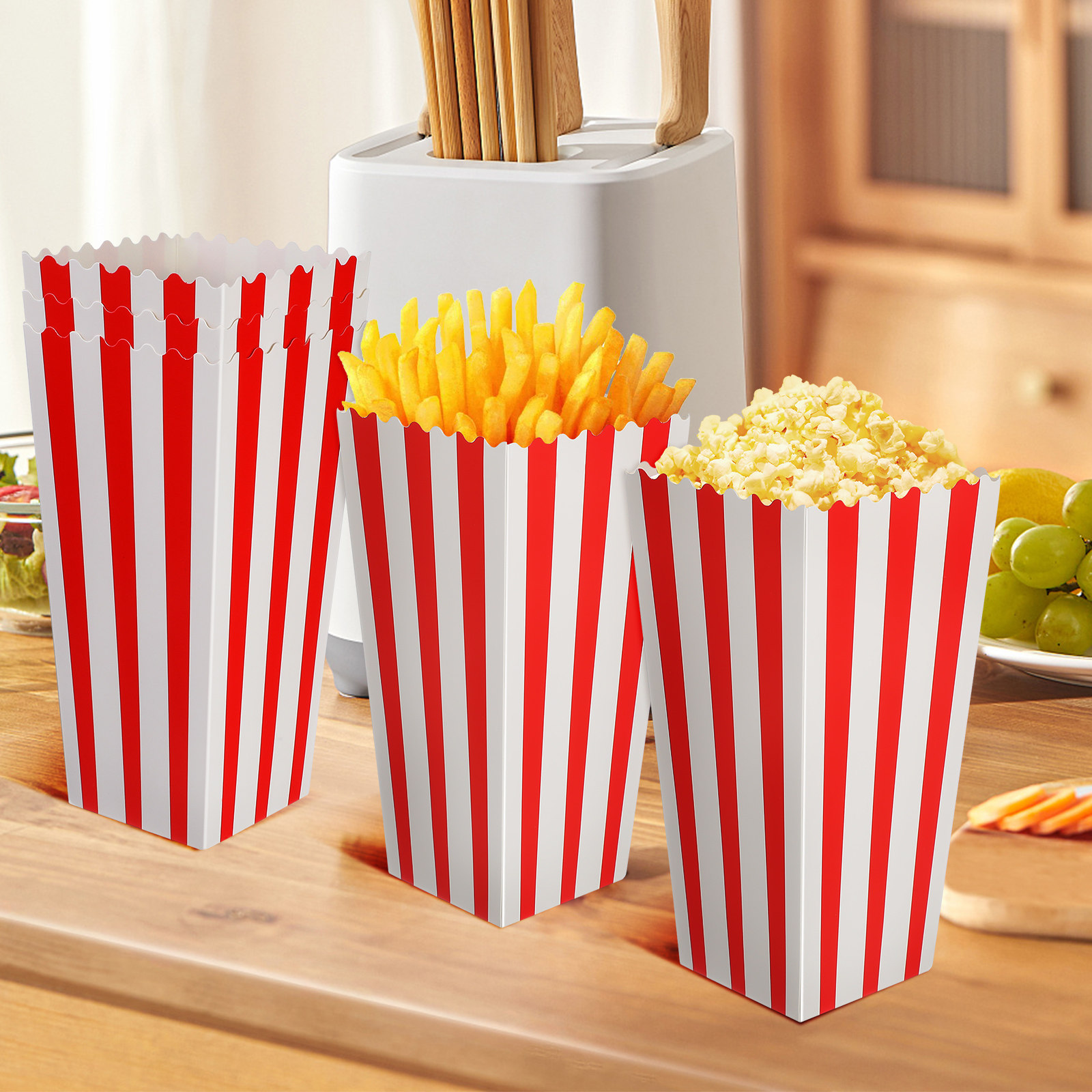 15Pcs Striped Popcorn Buckets  - Food Day Snacks recension och pris