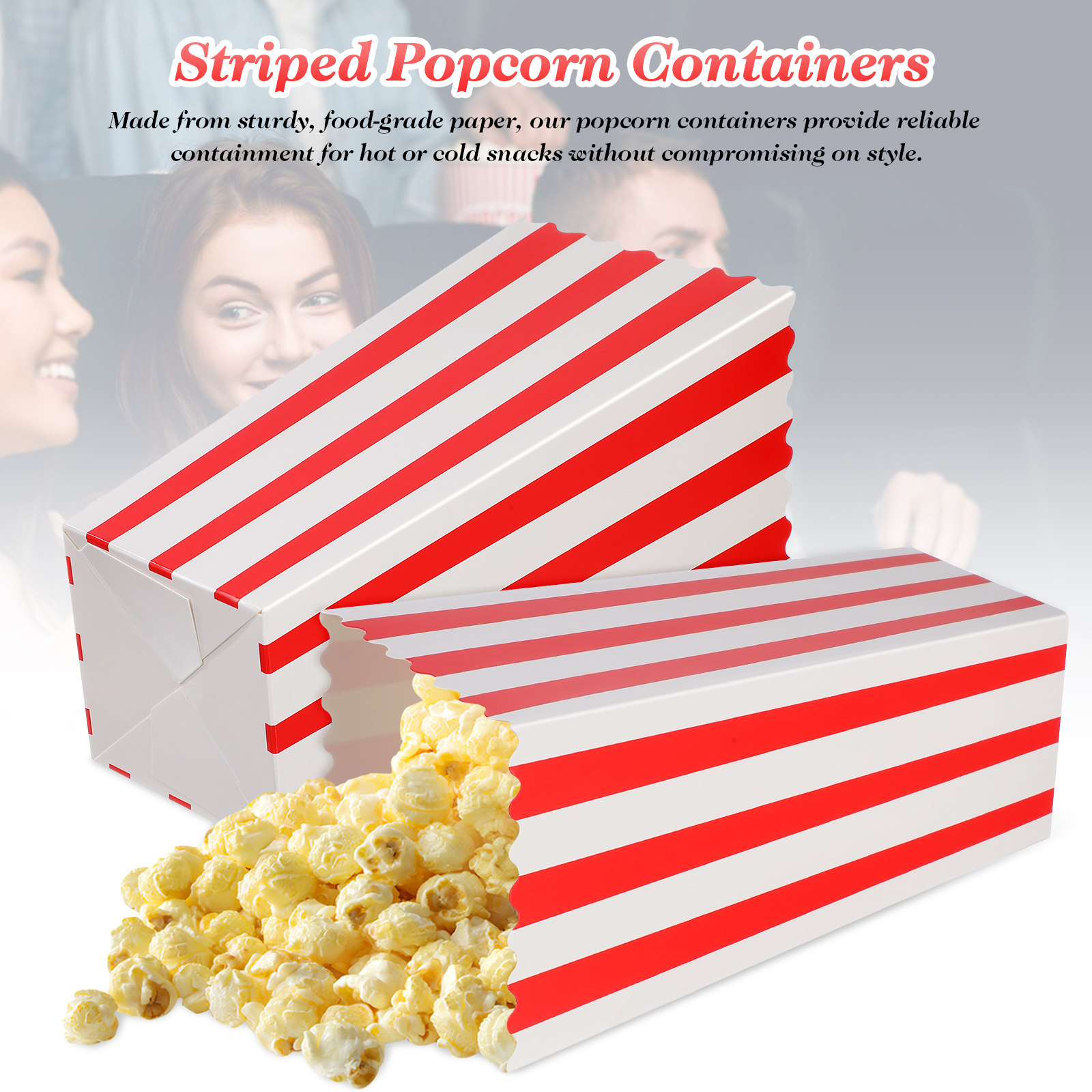 15Pcs Striped Popcorn Buckets  - Food Day Snacks recension och pris