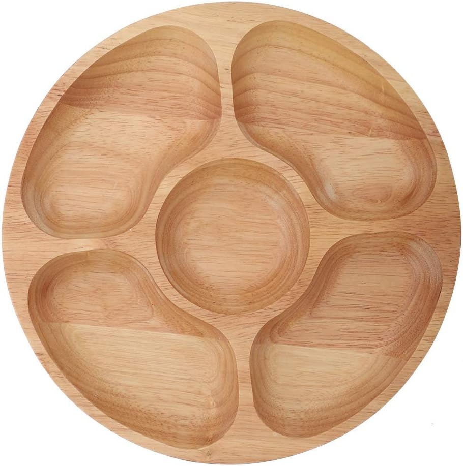 5 Sectional Tray, Wooden Divid - Food Platter Snacks recension och pris