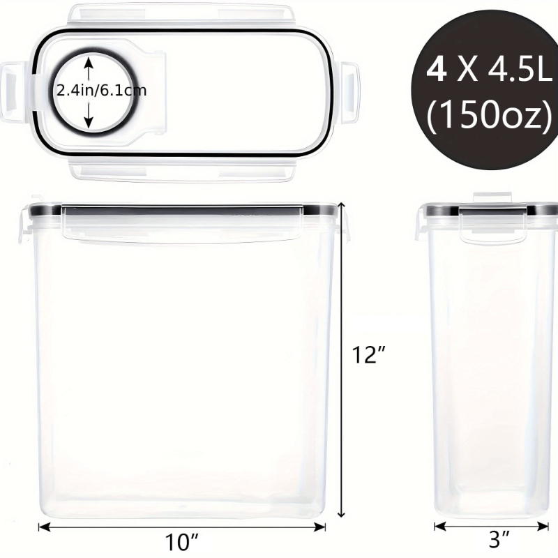4 Pack Airtight Cereal Dry Foo - Food Packed Snacks recension och pris