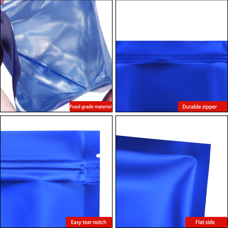 100pcs Matte Blue Foil Zipper  - Food Snack recension och pris