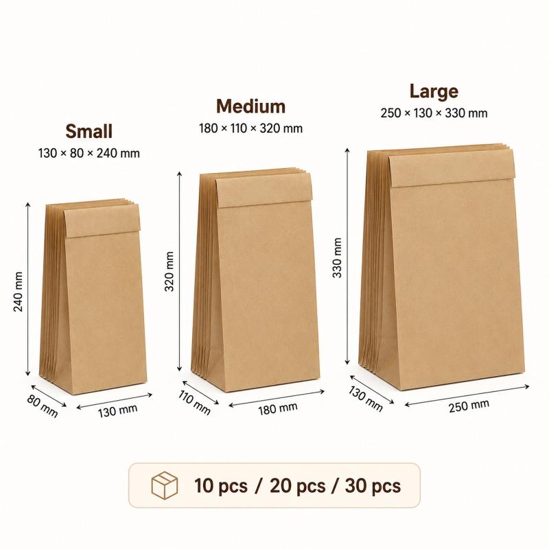 10~30pcs Brown Kraft Paper Bag - Food Day Snacks recension och pris